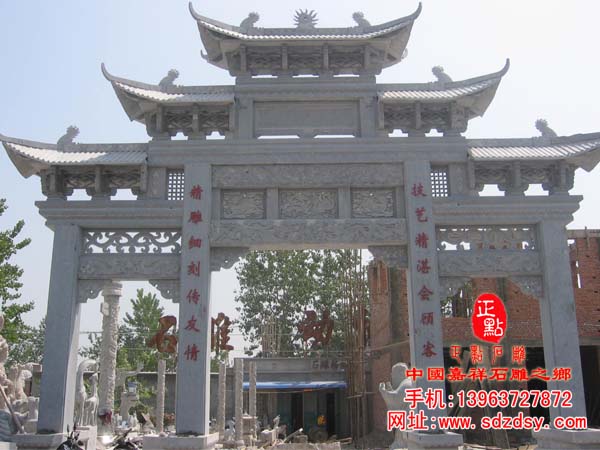 三门五楼牌坊雕刻