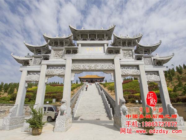 五门石材牌楼雕刻