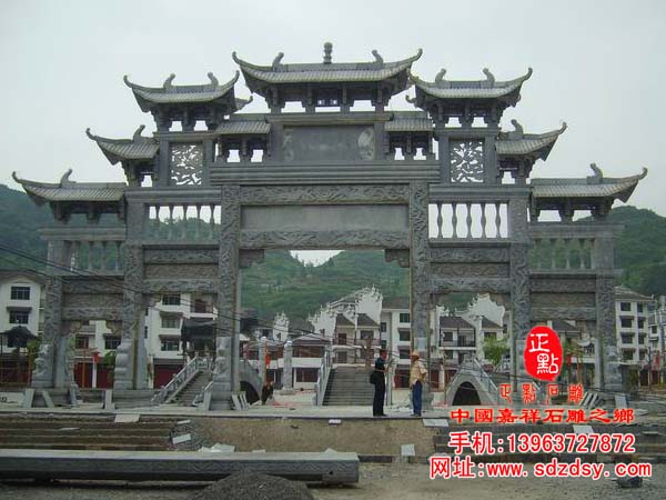 五门七楼牌坊雕刻