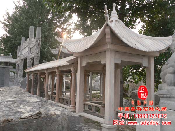 晚霞红长廊,四角亭