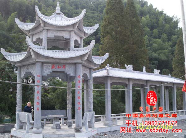 石雕亭子长廊雕刻