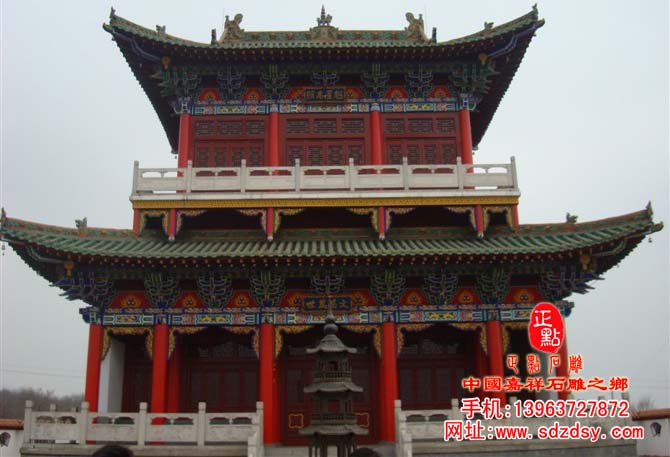 寺庙大殿建筑石栏杆