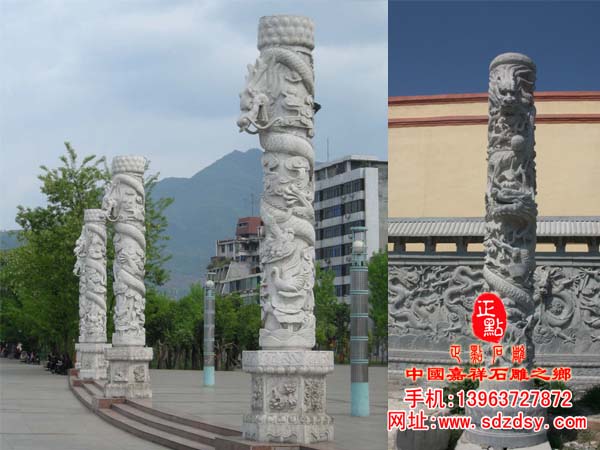 寺庙建筑石雕龙柱