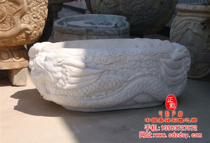 汉白玉石雕鱼缸